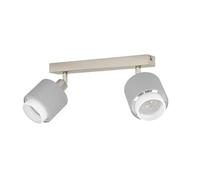 Eglo Lampada da soffitto Bellizzi, lampada da soffitto con 2 faretti, faretti regolabili, tessuto grigio e bianco, faretti da soffitto con attacco E14