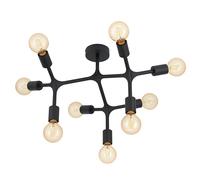 Eglo Lampada da soffitto Bocadella 1, lampada a soffitto industriale a 9 fiamme, elegante, lampada da soggiorno in acciaio nero, lampada da cucina, lampada da corridoio con attacco E27