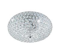 Eglo lampada da soffitto Clemente, lampada a 2 luci moderna ed | elegante, lampada da soggiorno in acciaio e cristallo cromato, trasparente, lampada da cucina e ingresso con portalampada E27