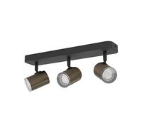 Eglo lampada da soffitto Consuma 1, barra spot 3 fiamme, illuminazione bagno soffitto in metallo nero e bronzo, faretti con attacco GU10, IP44