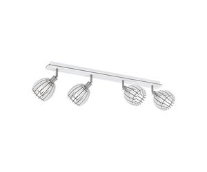 EGLO lampada da soffitto Cossano-Spot, plafoniera a 4 fiamme, applique, spot da soffitto in acciaio e legno, colore: nichel opaco, bianco, attacco: E14