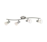 EGLO - DAKAR 1 PLAFONIERA NICKEL OPACO CON 4 FARETTI MOBILI E PARALUMI IN VETRO BIANCO E14 4X40W 88474