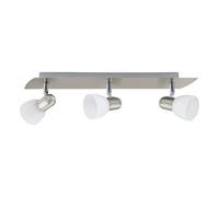 Eglo Lampada da soffitto Enea, plafoniera a 3 luci, faretti da soffitto in metallo nichel opaco, vetro satinato bianco, lampada per soggiorno, spot con attacco E14, L 50 cm