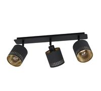 Eglo Lampada da soffitto Esteperra, lampada da soffitto a 3 luci stile vintage e retrò, faretti in acciaio e tessuto, lampada per soggiorno nera e oro, lampada da cucina, faretti con portalampada E27
