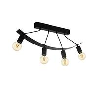 EGLO Lampada da soffitto Labaretu, 4 luci da soffitto vintage, industriale, retrò, lampada da soggiorno in acciaio nero, lampada da cucina, corridoio, soffitto con attacco E27
