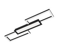 Eglo Lampada da soffitto LED Fomento, plafoniera design geometrico, metallo nero e plastica bianca, luce da montare per ufficio e cucina, bianco caldo-freddo, L 78 cm