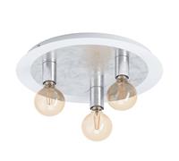 Eglo lampada da soffitto LED Passano, 3 fiamme, stile vintage | e retro, metallo bianco e argento, per soggiorno, camera, corridoio, attacco E27, Ø 45 cm