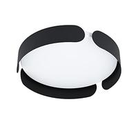 Eglo Lampada da soffitto Led Valcasotto, lampada da soffitto minimalista, lampada da soggiorno in metallo in nero, plastica in bianco, lampada da camera da letto Led bianco caldo