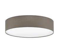 Eglo Lampada da soffitto Pasteri, lampada a soffitto moderna a 3 luci, lampada da soggiorno in tessuto e plastica bianco e taupe, lampada da corridoio con attacco E27, Ø 57 cm