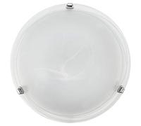 EGLO lampada da soffitto Salome, lampada a 2 fiamme classica, lampada | da soggiorno in metallo e vetro alabastro, lampada da cucina cromata e bianca, lampada da corridoio con attacco E27, Ø 40 cm