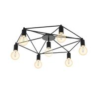 Eglo Lampada da soffitto Staiti, lampada da soffitto a 7 fiamme, design minimalista, lampada da soggiorno in metallo, lampada da camera nera, lampada da corridoio con portalampada E27, Ø 76 cm