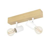 EGLO - TOWNSHEND 3 PLAFONIERA CORPO IN LEGNO E 2 FARETTI MOBILI IN METALLO BIANCO 2X60W 33169