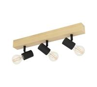 Plafoniera Industrial Townshend 3 3 Luci Legno Marrone E Nero