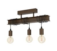 Plafoniera Industrial Townshend 4 3 Luci Acciaio Marrone Invecchiato
