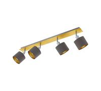 Eglo Lampada da soffitto Valbiano, lampada a 4 luci, faretti da soffitto in metallo e tessuto, lampada da corridoio in ottone spazzolato, nichel opaco, cappuccino, oro, faretti E14