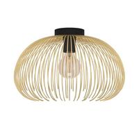 EGLO Lampada da soffitto Venezuela, lampada da soffitto elegante con paralume in fili d'oro, illuminazione da soffitto per soggiorno in metallo in nero e oro, attacco E27