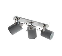 Eglo Lampada da soffitto Villabate, 3 fiamme, lampada tessile da soffitto, spot da soffitto in acciaio e tessuto, colore: nichel opaco, grigio, portalampada: E27