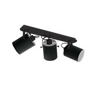 Eglo Lampada da soffitto Villabate, plafoniera a 3 luci, classica, faretti da soffitto in acciaio e tessuto, lampada da soggiorno nera e bianca, lampada da cucina, faretti con portalampada E27