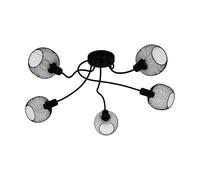 Eglo Lampada da soffitto Wrington 1, lampada da soffitto a 5 luci vintage industrial retrò, lampada da soggiorno in acciaio nero, lampada da cucina, lampada da corridoio con attacco E14