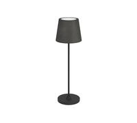 Eglo Lampada da tavolo a LED a batteria Leonero, senza fili, in metallo nero con paralume in tessuto, funzione touch, dimmerabile, ricarica USB, luce bianca calda/bianca neutra
