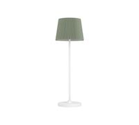 Eglo Lampada da tavolo a LED batteria Leonero, senza fili, in metallo bianco con paralume pieghevole tessuto verde, funzione touch, dimmerabile, ricarica USB, luce bianca calda neutra