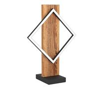 Eglo Lampada da tavolo a LED Boyal, con trave in legno, per comodino, in legno rustico e metallo nero, certificazione FSC, colore luce: bianco caldo, 42,5 cm