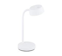 Eglo Lampada da tavolo a LED Cabales, 1 luce, lampada da tavolo moderna, lampada da comodino in plastica, lampada da soggiorno in bianco, lampada con interruttore a bilanciere, bianco caldo
