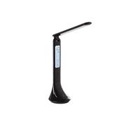 Eglo Lampada da tavolo a LED Coluccia, lampada da comodino con sveglia e termometro, touch dimmerabile in gradini, lampada da scrivania in plastica nera, lampada da ufficio bianca neutra