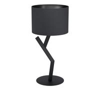 EGLO Lampada da tavolo Balnario, minimalista in tessuto e metallo nero, piccola lampada da terra, lampada design soggiorno con interruttore, attacco E