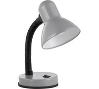 Eglo lampada da tavolo Basic 1, lampada da tavolo uno punto luce, lampada da scrivania in acciaio e plastica, argento, attacco E27