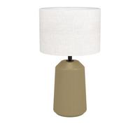 Eglo lampada da tavolo Capalbio, lampada da comodino con paralume in | tessuto, ceramica color sabbia e tessuto bianco, lampada da tavolo per il soggiorno e la camera da letto, attacco E27