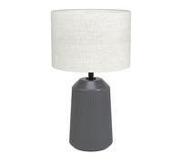 Eglo Lampada da tavolo Capalbio, lampada da comodino con paralume in tessuto, ceramica in grigio e tessuto beige, lampada da tavolo per il soggiorno e la camera da letto, attacco E27