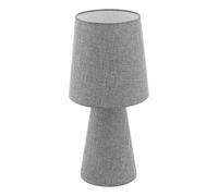 EGLO - Lampada da tavolo Carpara, 2 luci, lampada da comodino in tessuto, lino, lampada da soggiorno in grigio, lampada con interruttore, base illuminata, attacco E27