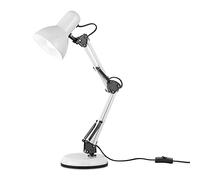 Eglo Lampada da tavolo Colinezza, lampada da scrivania a 1 luce, flessibile, lampada da tavolo industriale, moderna, in metallo bianco e nero, lampada con interruttore, attacco E14