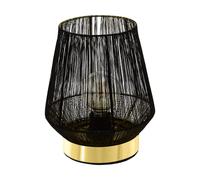 Eglo lampada da tavolo Escandidos, a luce singola, illuminazione da comodino o soggiorno in metallo nero, ottone spazzolato, con interruttore, presa E27