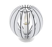 EGLO lampada da tavolo in legno Cossano, lampada da comodino moderna a 1 | fiamma, realizzata in legno e acciaio, colore bianco, portalampada E14, con interruttore