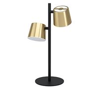 EGLO lampada da tavolo LED Altamira, stile retrò in ottone | spazzolato, piccola lampada vintage da terra, design per soggiorno con interruttore, include lampadina GU10 luce calda