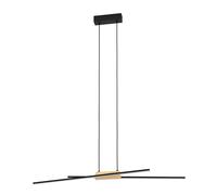 Eglo lampada da tavolo LED Panagria, lampada da comodino minimalista, lampada da tavolo, FSC100HB, in alluminio, acciaio e legno in nero e marrone, lampada decorativa da salotto, bianco caldo