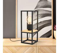 EGLO Lampada da tavolo Libertad, altezza 35 cm, nero/legno, acciaio EGLO