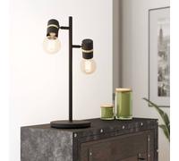 Lampada Da Tavolo Contemporanea Lurone Acciaio Nero 2 Luci E27