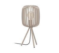 Eglo lampada da tavolo Romazzina, lampada da comodino con treppiede, lampada decorativa a tre gambe in metallo color sabbia, illuminazione per soggiorno e per camera da letto, attacco E27