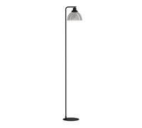 Eglo lampada da terra Beleser, metallo in nero e vetro fumo nero-trasparente, con interruttore a pedale, illuminazione da terra con attacco E27