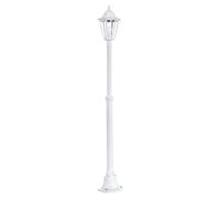 EGLO Lampada da terra esterna Navedo, lampada da esterno a 1 | fiamma, lampada da terra in alluminio pressofuso e vetro, colore bianco, attacco E27, altezza 200 cm, IP44