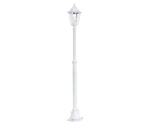 EGLO Lampada da terra esterna Navedo, lampada da esterno a 1 | fiamma, lampada da terra in alluminio pressofuso e vetro, colore bianco, attacco E27, altezza 200 cm, IP44