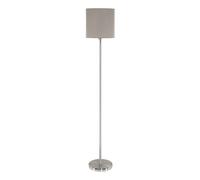 Eglo Lampada da terra Pasteri, Lampadario da terra in tessuto a 1 luce, Piantana in acciaio e tessuto, nichel opaco, grigio taupe, E27, interruttore a pedale incluso