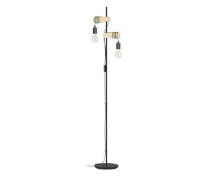 Eglo Lampada da terra Townshend, lampada a stelo in design industrial | vintage a due punti luce, piantana retrò in acciaio, nero, marrone, E27, incl interruttore, certificazione FSC