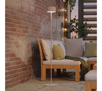 Eglo Lampada a stelo a energia solare Roccanova, a batteria, per interni ed esterni, per soggiorno, dimmerabile in 3 livelli, in acciaio bianco, colore luce: bianco caldo, IP44