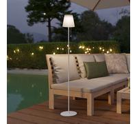 EGLO Lampada da terrazza a LED solare Scordiano-L, bianca, altezza 120 cm EGLO