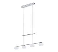 Eglo lampada LED a sospensione Aleandro 1, luce a sospensione con 4 luci per sala da pranzo, metallo cromato e vetro bianco, illuminazione da cucina bianco caldo