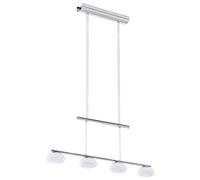 Eglo lampada LED a sospensione Aleandro 1, luce a sospensione con 4 luci per sala da pranzo, metallo cromato e vetro bianco, illuminazione da cucina bianco caldo